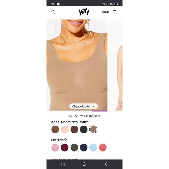 New XL/XXL Fabletics Yitty Moody Bitc Taupe Nearly Naked Shaping Thong Bodysuit - Picture 4 of 8